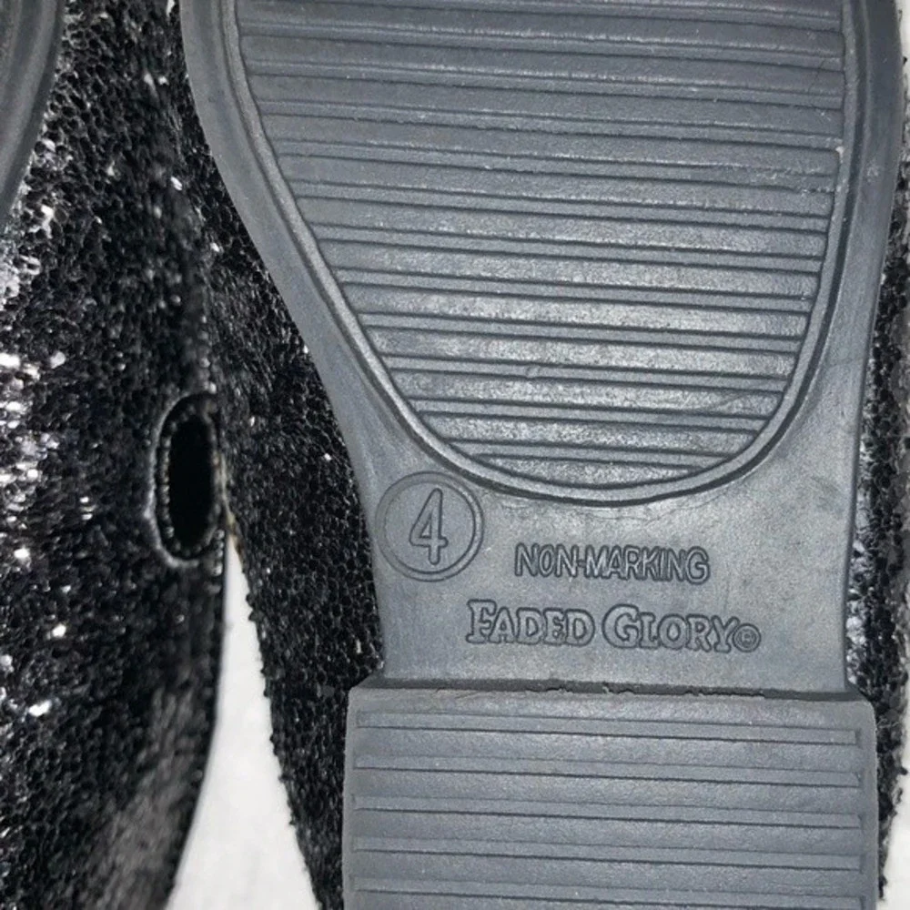 Black Glitter slip on Toddler Baby shoes ballet flats Strap Holiday Christmas
